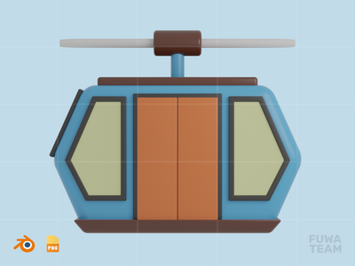 缆车 - 3D 冬季插图（正面）(Cable Car - 3D Winter Season Illustration (front))