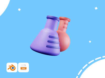 化学烧瓶-医学 3D 插图包(Chemical Flask - Medicine 3D illustration Pack)