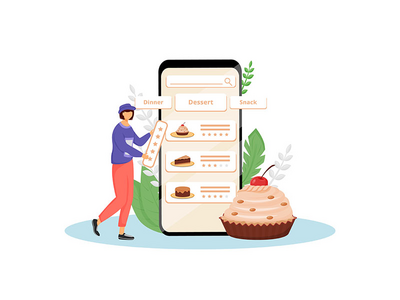 蛋糕口味和质量反馈平面概念矢量图(Cakes taste and quality feedback flat concept vector illustration)