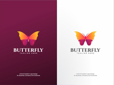 蝴蝶渐变标志创辉设计模板(Butterfly Gradient Logo Colorfull Design Template)