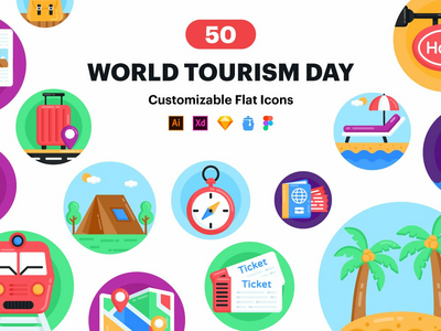 50 个世界旅游日图标(50 World Tourism day Icons)