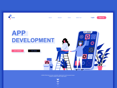 应用程序开发平面登陆页面模板(App Development Flat Landing Page Template)