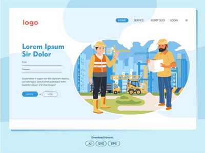 建筑工地横幅登陆页面(Construction site banner landing page)