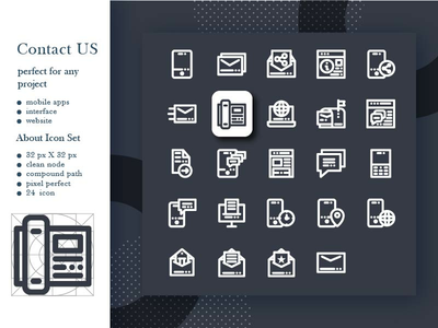带有样式大纲的联系我们图标包(Contact US icon pack with style Outline)