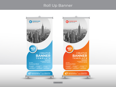 企业卷起横幅或传单社交媒体帖子模板(Corporate roll up banner or flyer social media post template)