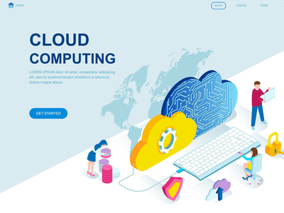 云技术等距登陆页面模板(Cloud Technology Isometric Landing Page Template)
