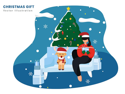 圣诞礼物矢量图(Christmas Gifts Vector Illustration)