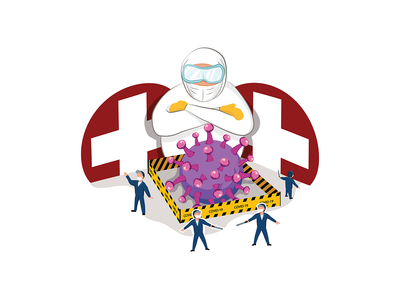 冠状病毒锁定病媒图解概念(Coronavirus Lockdown Vector Illustration concept)