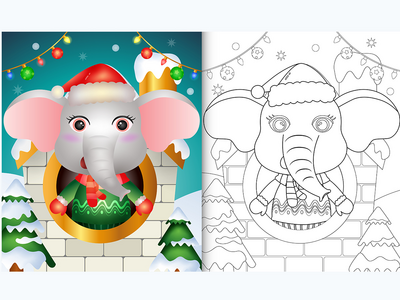 带可爱大象的孩子们的图画书(coloring book for kids with a cute elephant)