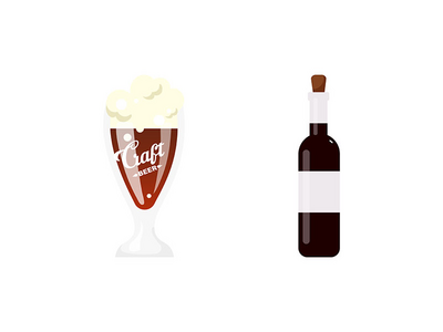 酒精饮料平面颜色矢量对象集(Alcohol drinks flat color vector objects set)