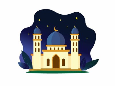 美丽的清真寺夜景(Beautiful Mosque Night View)