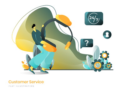 客户服务平面插图(Customer Service flat illustration)