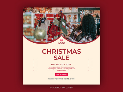 圣诞销售社交媒体帖子模板(Christmas sale social media post template)