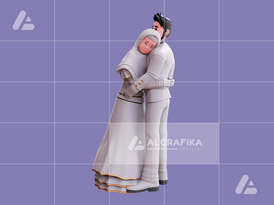 3d 婚礼情侣人物插图(3d wedding couple character illustration)