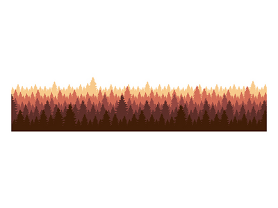 秋林线半平面彩色矢量对象(Autumn forest line semi flat color vector object)