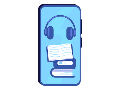 用于收听有声读物和播客半平面矢量对象的应用程序(Application for listening to audiobooks and podcasts semi flat vector object)