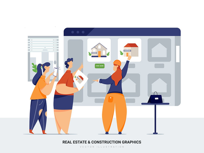 看工作现场的买家和代理人(Buyers and agent looking at a job site)