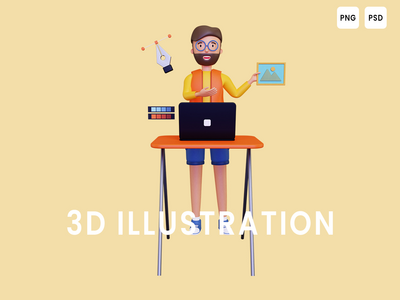 3d 图形设计师展示他的作品(3d Graphic designer showing his work)