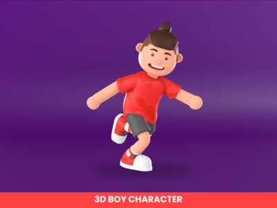一个男孩跑步插图的 3d 渲染(3d rendering of a boy running illustration)
