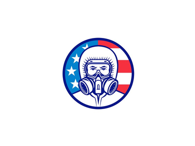 戴着 RPE 吉祥物的美国工业工人(American Industrial Worker Wearing RPE Mascot)