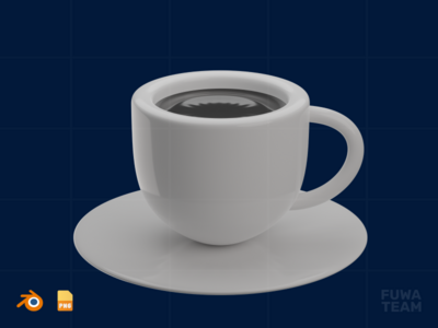 咖啡 - 3D 平面设计插图（正面）(Coffee - 3D Graphic Design Illustration (front))