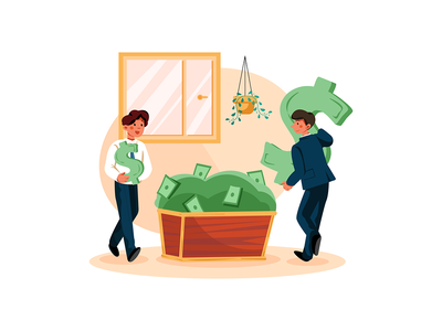 收集美元的商人(Businessmen gathering dollar)