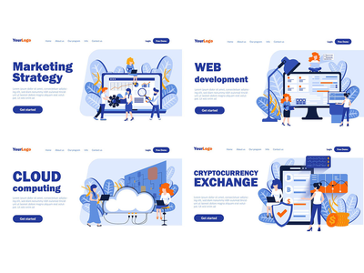 集合平面网站标题登陆 Pgae(Collection Flat Website Header Landing Pgae)