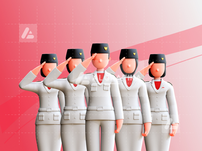 印度尼西亚的 3D 角色独立日(3D Character Independence Day Of Indonesia)
