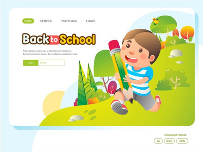 男孩回到学校横幅(Boy back to school banner)