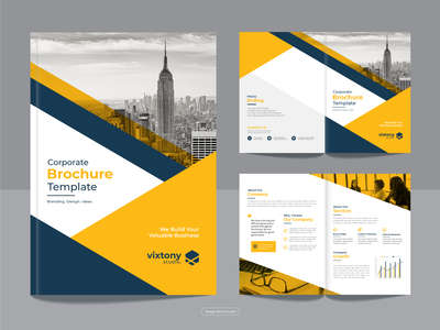 以 A4 格式清洁企业双折业务宣传册设计模板。(Clean corporate bi fold business brochure design template in A4 format.)
