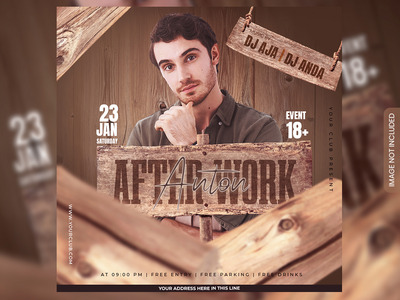 下班后 dj 派对传单或社交媒体帖子和网页横幅(After Work dj party flyer or social media post and web banner)