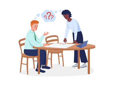 困惑的同事半平面颜色矢量字符(Confused coworkers semi flat color vector character)