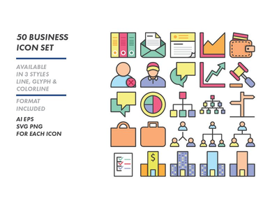 商业金融颜色图标集矢量(Business finance color icon set vector)