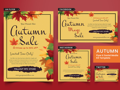 秋季节日传单和社交媒体包 10(Autumn Festival Flyer & Social Media Pack-10)