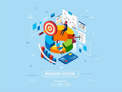 公司愿景业务图表概念等距(Company vision business chart concept isometric)