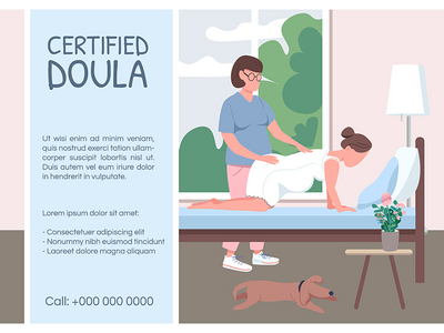 认证导乐海报平面矢量模板(Certified doula poster flat vector template)