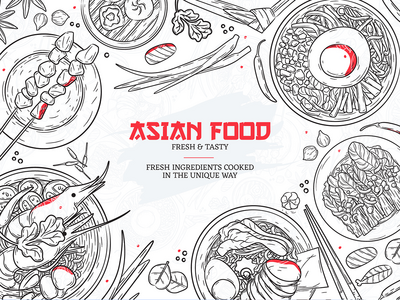亚洲食品矢量元素(Asian Food Vector Elements)