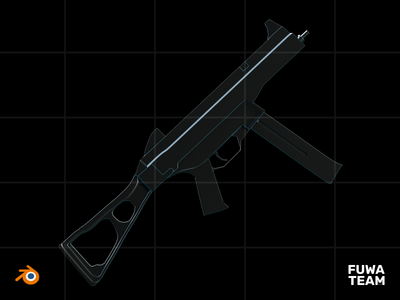 3D游戏装备在黑暗插图包中发光 - 冲锋枪（正面）(3D Game equipment glow in the dark illustration pack - Submachine Gun (Front))