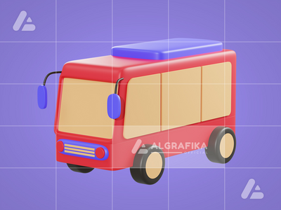 3d 插图巴士车辆对象(3d illustration bus vehicle object)