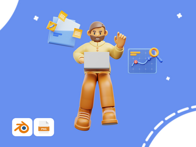 做日常工作的商人-Workly 3D 插图包(Businessman doing daily work - Workly 3D Illustration Pack)