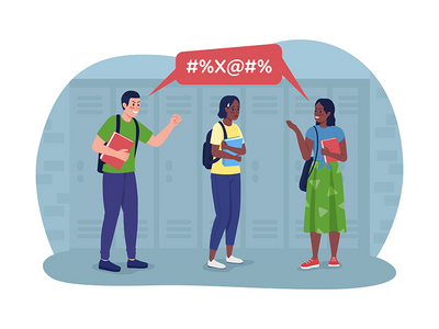 在学校欺凌 2D 矢量隔离插图(Bullying at school 2D vector isolated illustration)