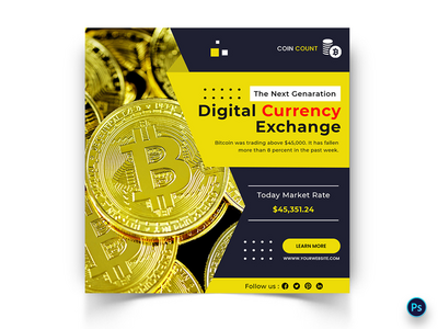 CryptoCurrency 社交媒体 Instagram 帖子模板(CryptoCurrency Social Media Instagram Post Template)