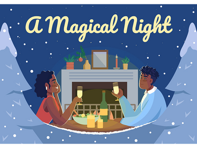 圣诞节日期海报平面矢量模板(Christmas date poster flat vector template)