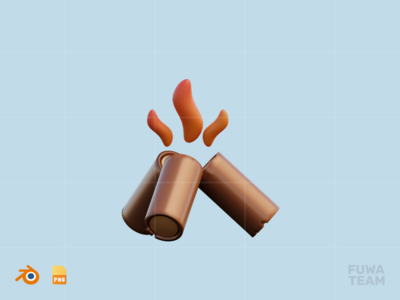 营火 - 3D 冬季插图（正面）(Campfire - 3D Winter Illustration (front))