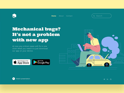 汽车修理着陆页插图(Car Fixing Landing Page Illustration)