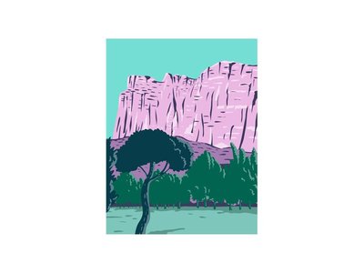 国会礁国家公园托里犹他州美国 WPA 海报艺术彩色(Capitol Reef National Park Torrey Utah United States WPA Poster Art Color)