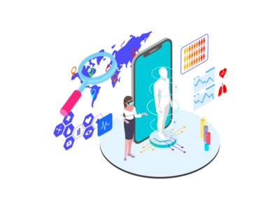 ARVR 健康等距图(ARVR Health Isometric Illustration)