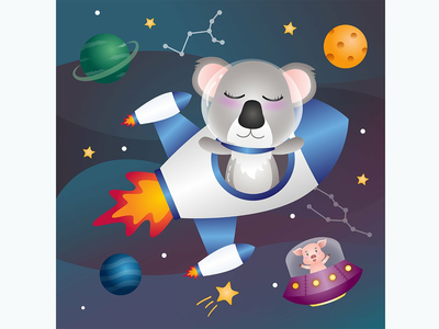 太空星系中的可爱考拉(a Cute koala in the space galaxy)