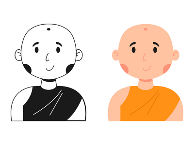 佛教男孩头像插图(Buddhist Boy Avatar Illustration)