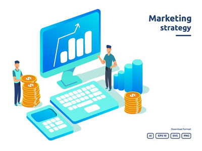 业务增长和投资回报率 ROI 插图概念(business growth and return on investment ROI illustration concept)